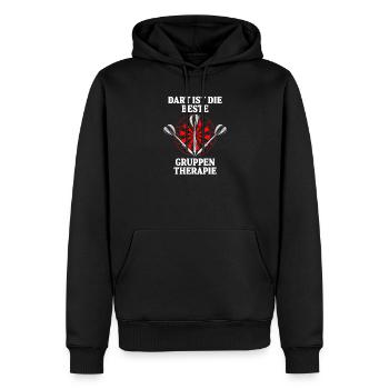 Dart ist die beste Gruppentherapie - Männer Premium Bio Hoodie - Schwarz - Vorne - Nico (187cm)