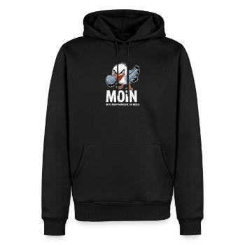  Moin Bitte Nicht Anfassen Ich Beisse Lustige Möwe - Männer Premium Bio Hoodie - Schwarz - Vorne - Nico (187cm)