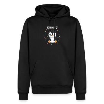 Ich bin 7 - Süßes Pinguin zum 7. Geburtstag - Männer Premium Bio Hoodie - Schwarz - Vorne - Nico (187cm)