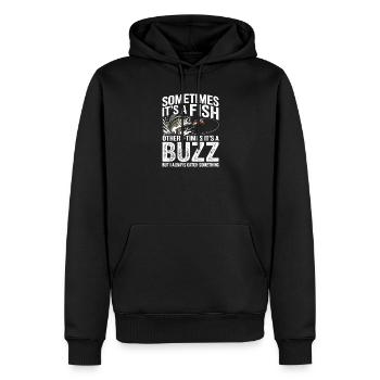 Sometimes It’s a Fish – Buzz Motiv Tee - Männer Premium Bio Hoodie - Schwarz - Vorne - Nico (187cm)