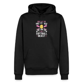 Softballspieler Teenager-Mädchen - Männer Premium Bio Hoodie - Schwarz - Vorne - Nico (187cm)