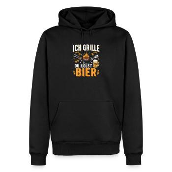 Ich grille du holst Bier Grillmeister Spruch - Männer Premium Bio Hoodie - Schwarz - Vorne - Nico (187cm)