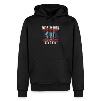 Weitergehen Kämpfen Schachmatt Sagen / Schach  - Männer Premium Bio Hoodie - Schwarz - Vorne - Nico (187cm)