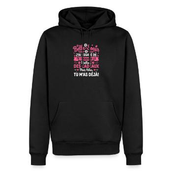 Belle-Soeur Tu m’as déjà Cadeaux - Sweat à capuche Premium bio Homme - noir - Devant - Nico (187cm)