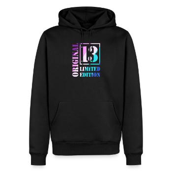 13e anniversaire Garçon Fille Adolescent Niveau 13 - Sweat à capuche Premium bio Homme - noir - Devant - Nico (187cm)