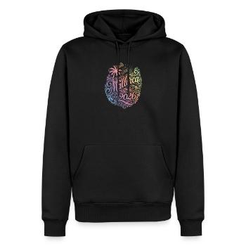 Palmier coloré de Majorque 2026 - Sweat à capuche Premium bio Homme - noir - Devant - Nico (187cm)