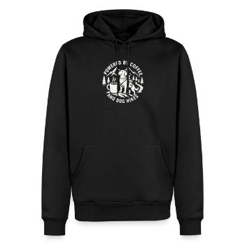 Propulsé par le café et le design des randonnées pour chiens - Sweat à capuche Premium bio Homme - noir - Devant - Nico (187cm)