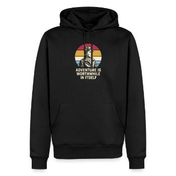 Amelia Earhart Das Abenteuer ist lohnenswert - Männer Premium Bio Hoodie - Schwarz - Vorne - Nico (187cm)
