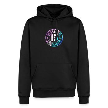 15e anniversaire Garçon Fille Adolescent Niveau 15 - Sweat à capuche Premium bio Homme - noir - Devant - Nico (187cm)