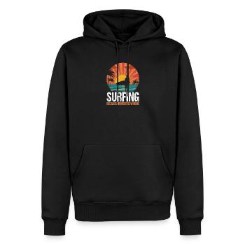 Surfing Retro Surfer Sunset  - Men’s Premium Organic Hoodie - black - Front - Nico (187cm)