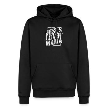 Jésus Mère Amoureuse du thé Église chrétienne des croyants - Sweat à capuche Premium bio Homme - noir - Devant - Nico (187cm)