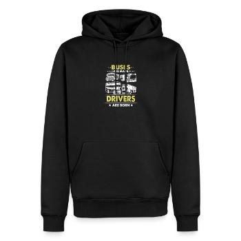Chauffeur de bus Chauffeur de bus scolaire Pub bus à impériale - Sweat à capuche Premium bio Homme - noir - Devant - Nico (187cm)