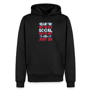 Quota de travailleurs sociaux sans n’est que du travail social - Sweat à capuche Premium bio Homme - noir - Devant - Nico (187cm)