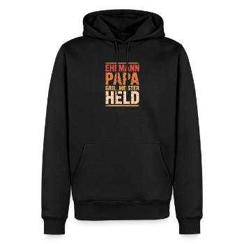 Ehemann Papa Grillmeister Held - Männer Premium Bio Hoodie - Schwarz - Vorne - Nico (187cm)
