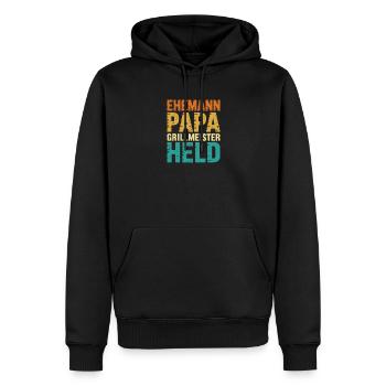Mari Papa Grill Maître Héros Père Retro BBQ - Sweat à capuche Premium bio Homme - noir - Devant - Nico (187cm)