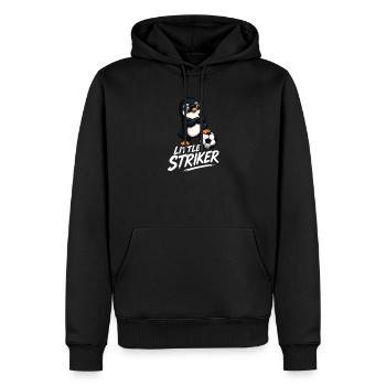 Cooler Pinguin Fußballspieler Cartoon Kinder  - Männer Premium Bio Hoodie - Schwarz - Vorne - Nico (187cm)