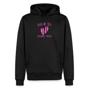 Bientôt Grand-Mère Pieds Roses - Sweat à capuche Premium bio Homme - noir - Devant - Nico (187cm)