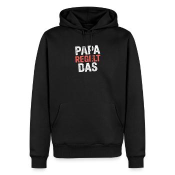 Papa Regelt Das Lustiger Spruch Familienvater - Männer Premium Bio Hoodie - Schwarz - Vorne - Nico (187cm)