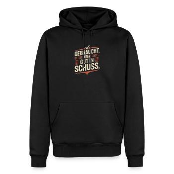 Gebraucht Aber Gut In Schuss Oldtimer Geburtstag - Männer Premium Bio Hoodie - Schwarz - Vorne - Nico (187cm)