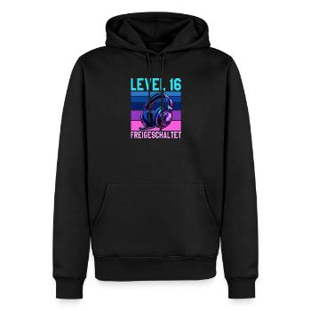 16. Geburtstag Junge Mädchen Gamer Level 16 Jahre - Männer Premium Bio Hoodie - Schwarz - Vorne - Nico (187cm)