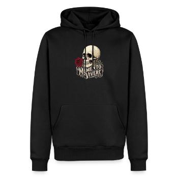 Memento Vivere - Männer Premium Bio Hoodie - Schwarz - Vorne - Nico (187cm)