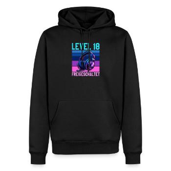 18. Geburtstag Junge Mädchen Gamer Level 18 - Männer Premium Bio Hoodie - Schwarz - Vorne - Nico (187cm)