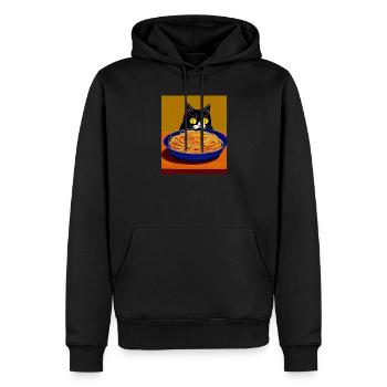 Vue des spaghettis pour un chat - Sweat à capuche Premium bio Homme - noir - Devant - Nico (187cm)