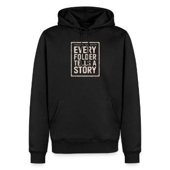 Chaque dossier raconte une histoire Archive Imprimée - Sweat à capuche Premium bio Homme - noir - Devant - Nico (187cm)