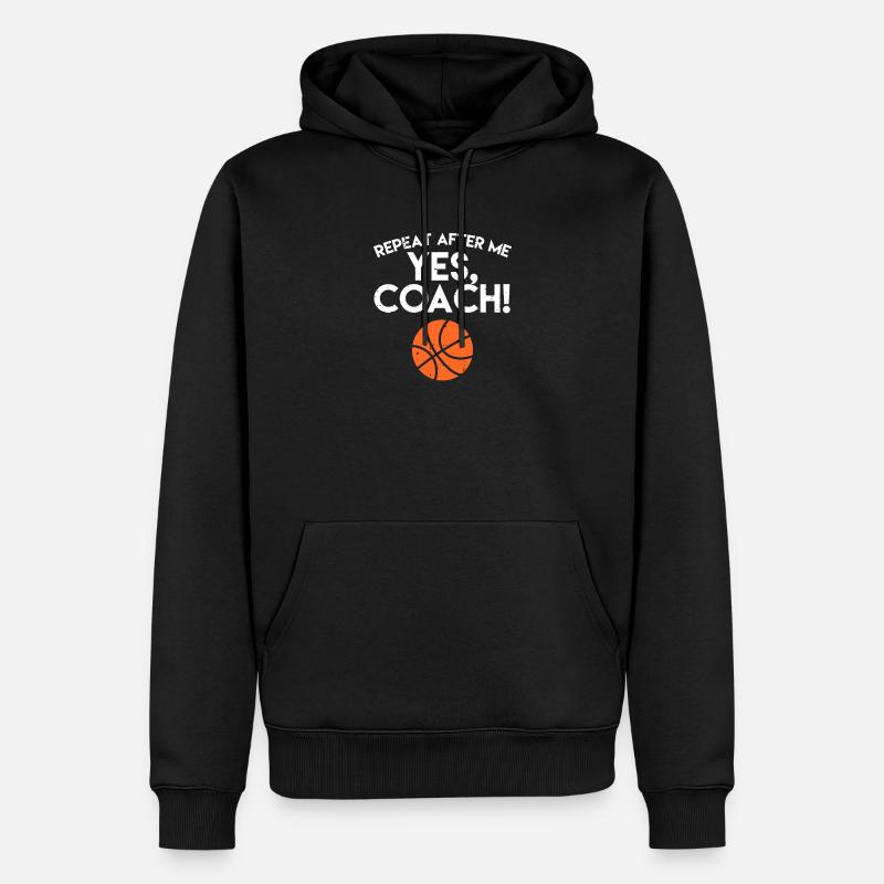 Hymne de basket Yes Coach - Sweat à capuche Premium bio Homme - noir