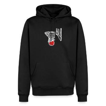 Herz-Hoop-Dunk - Männer Premium Bio Hoodie - Schwarz - Vorne - Nico (187cm)