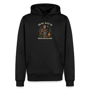Humour de camping en route vers de mauvaises décisions - Sweat à capuche Premium bio Homme - noir - Devant - Nico (187cm)