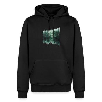 RETOUR À LA MAISON - Sanctuaire futuriste de la forêt d’ovnis - Sweat à capuche Premium bio Homme - noir - Devant - Nico (187cm)