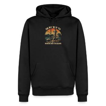 Humour de pêche en route vers de mauvaises décisions - Sweat à capuche Premium bio Homme - noir - Devant - Nico (187cm)