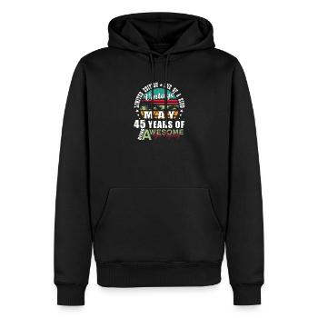 Vintage 45 Years – Aged Perfectly - Men’s Premium Organic Hoodie - black - Front - Nico (187cm)