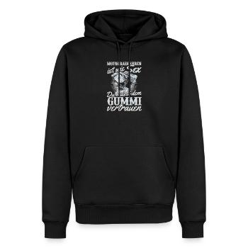 Motorrad Humor Sex Gummi Vertrauen - Männer Premium Bio Hoodie - Schwarz - Vorne - Nico (187cm)