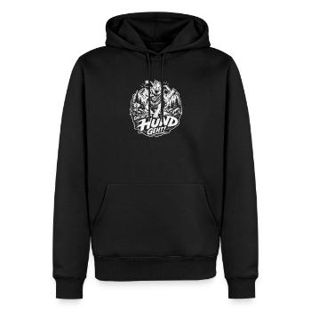 Der mit dem Hund geht - Männer Premium Bio Hoodie - Schwarz - Vorne - Nico (187cm)