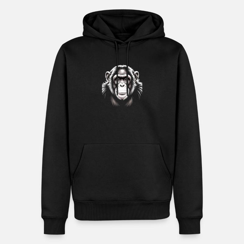 Affe Schimpanse - Männer Premium Bio Hoodie - Schwarz