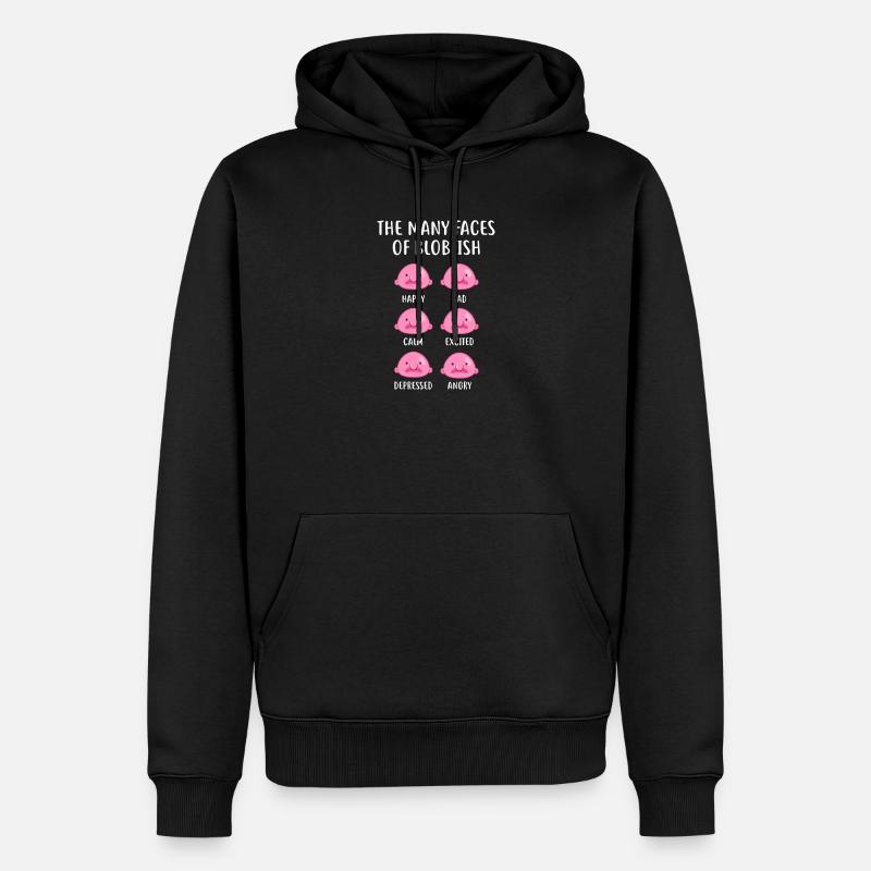 Blobfish Emotionsgitter-Tee-Kunst - Männer Premium Bio Hoodie - Schwarz