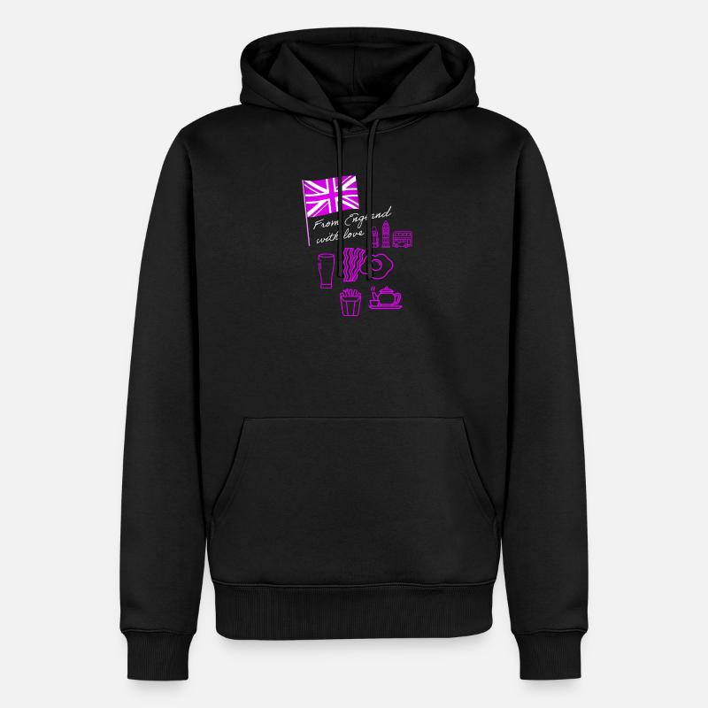 EXANGLIA (Texte violet + blanc) - Sweat à capuche Premium bio Homme - noir