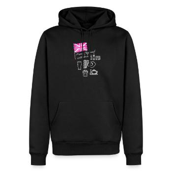 EXANGLIA (Pink + Weiß) - Männer Premium Bio Hoodie - Schwarz - Vorne - Nico (187cm)