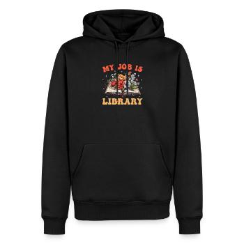 Mein Job Ist Bibliothek Blumenbuch - Männer Premium Bio Hoodie - Schwarz - Vorne - Nico (187cm)