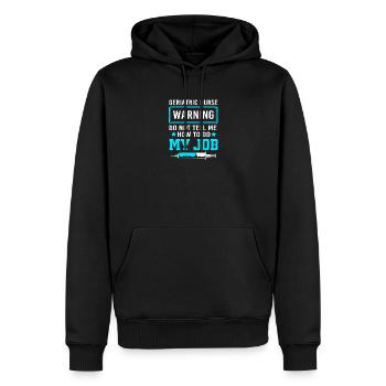 Infirmière gériatrique en maison de retraite Infirmière - Sweat à capuche Premium bio Homme - noir - Devant - Nico (187cm)
