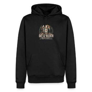 Out of Breath Hiking Society Sloth Hiking Club tee - Men’s Premium Organic Hoodie - black - Front - Nico (187cm)