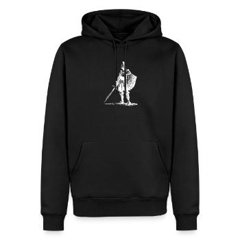 Ritter-Silhouette mit Schwert und Schild - Männer Premium Bio Hoodie - Schwarz - Vorne - Nico (187cm)
