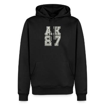 AK 27 - Men’s Premium Organic Hoodie - black - Front - Nico (187cm)