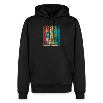 Forget It: Ruhig Smash Tennis - Männer Premium Bio Hoodie - Schwarz - Vorne - Nico (187cm)