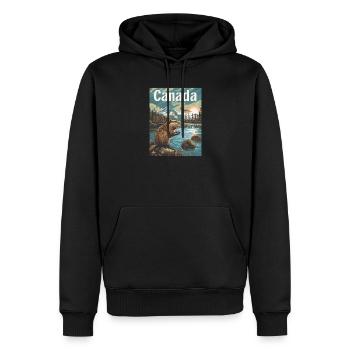  Naturwunder Kanada Landschaft Am See Mit Biber - Männer Premium Bio Hoodie - Schwarz - Vorne - Nico (187cm)
