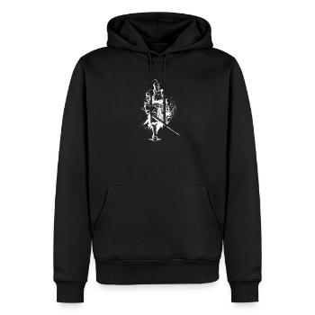 Mittelalterliche Ritter-Silhouette mit Lanze - Männer Premium Bio Hoodie - Schwarz - Vorne - Nico (187cm)