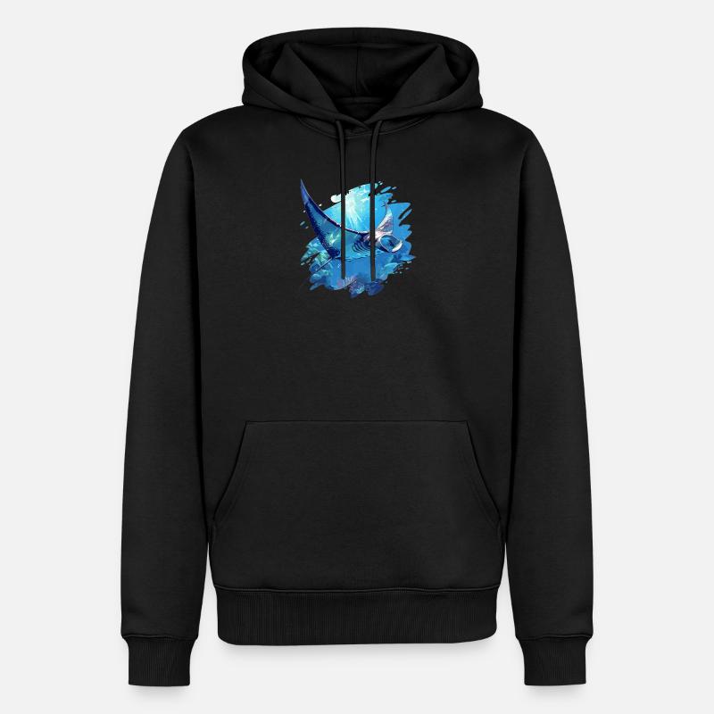 Rochen Mantarochen - Männer Premium Bio Hoodie - Schwarz