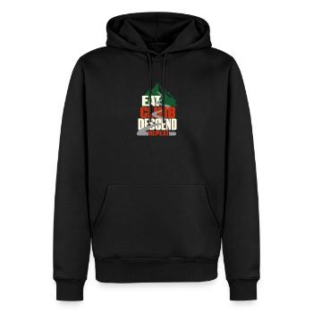 Manger, monter, descendre, recommencer, cyclisme sur route, Mountain Hum - Sweat à capuche Premium bio Homme - noir - Devant - Nico (187cm)